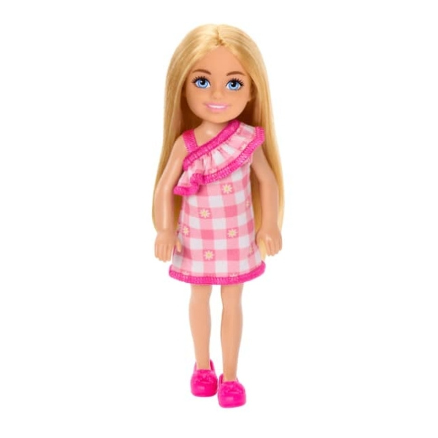 Barbie Chelsea Pop, Kleine Pop - Geruite Jurk Met Blond Haar & Blauwe Ogen (HXM95) in de groep SPEELGOED, KINDER- & BABYPRODUCTEN / Speelgoed / Docks & Accessoires bij TP E-commerce Nordic AB (D21952)