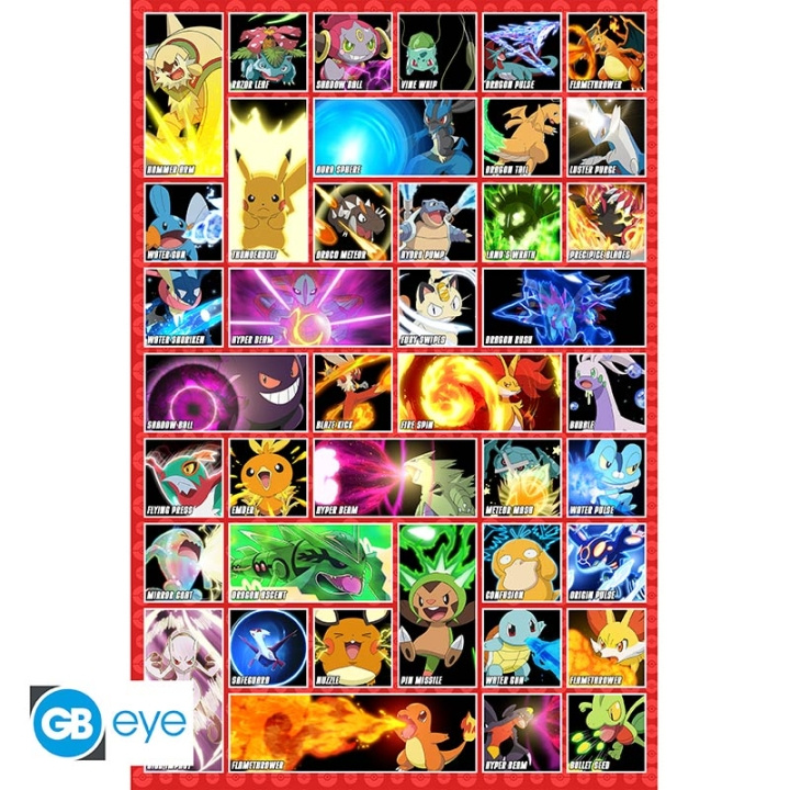 Abysse Pokemon Moves Poster - 91,5x61 cm in de groep SPORT, VRIJE TIJD & HOBBY / Leuke dingen / Verzamelobjecten bij TP E-commerce Nordic AB (D22002)
