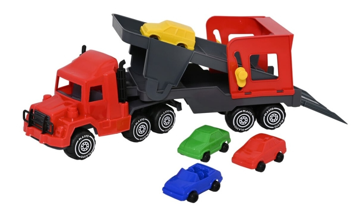 Plasto Autotransporter met 4 auto\'s - 47 cm (1643000) in de groep SPEELGOED, KINDER- & BABYPRODUCTEN / Speelgoed / Speelgoedauto\'s bij TP E-commerce Nordic AB (D22158)