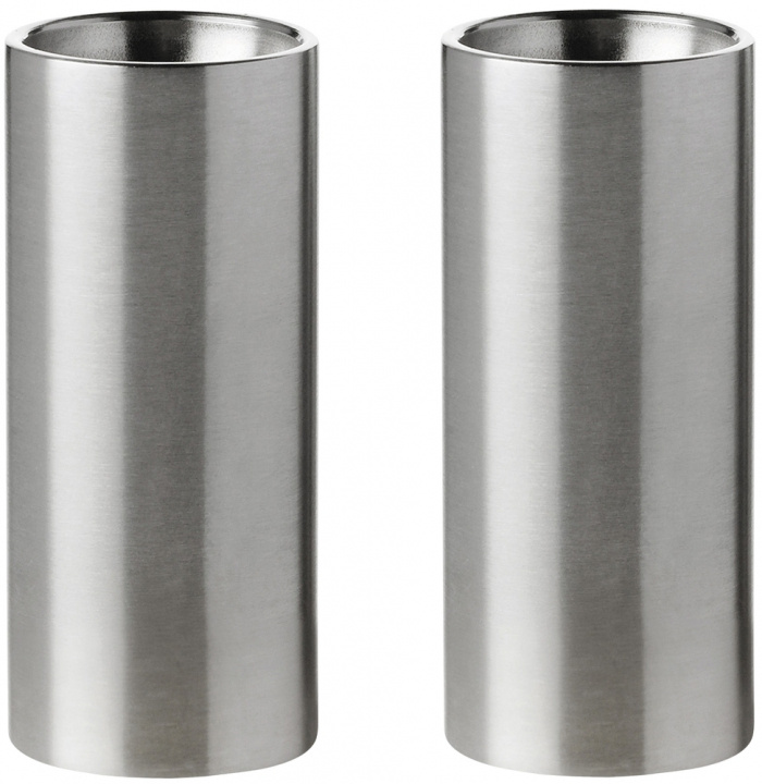 Stelton Arne Jacobsen Cylinda peper & zoutstel (Staal) in de groep HUISHOUDEN & TUIN / Keukengerei / Zoutmolens & Pepermolens bij TP E-commerce Nordic AB (D22524)