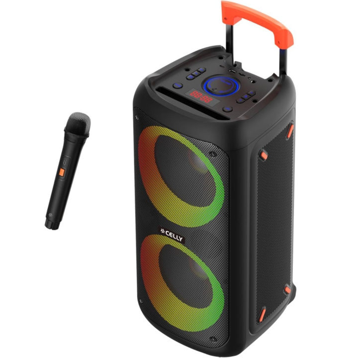 Celly Partyspeaker 40W + 2 trådlösa mikrofoner in de groep HOME ELECTRONICS / Audio & Beeld / Luidsprekers & accessoires / Bluetooth-luidsprekers / Draagbare luidsprekers bij TP E-commerce Nordic AB (D22983)