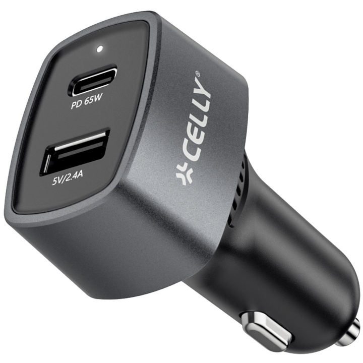 Celly Billaddare 1xUSB-C PD 1xUSB-A 65W in de groep SMARTPHONE & TABLETS / Opladers & Kabels / Autoladers / Autoladers Type-C bij TP E-commerce Nordic AB (D22998)
