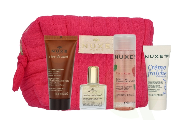 Nuxe My Travel Essentials Kit Very Rose 105 ml Micellar Water 50ml/Cream 15ml/Oil 10ml/Cleansing Gel 30ml in de groep BEAUTY & HEALTH / Cadeausets / Cadeausets voor haar bij TP E-commerce Nordic AB (D23409)