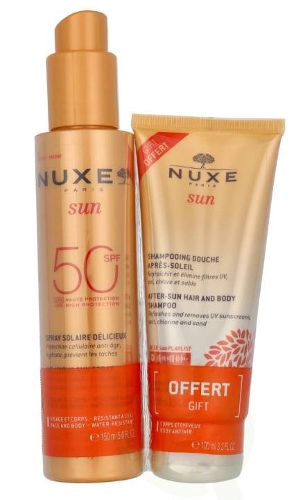 Nuxe Sun Delicious Set 250 ml Sun Spray High Protection SPF50 Face & Body 150 ml/After-Sun Hair & Body Shampoo 100 ml in de groep BEAUTY & HEALTH / Huidsverzorging / Zonnebank / Zonnebescherming bij TP E-commerce Nordic AB (D23410)