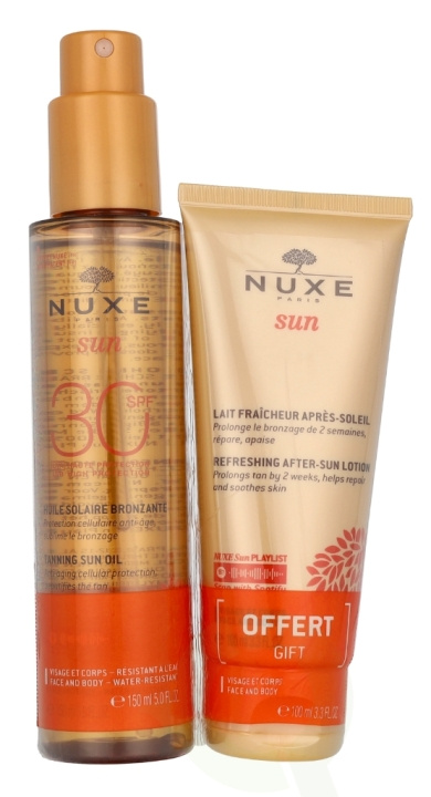 Nuxe Sun Set 250 ml Tanning Oil High Protection SPF30 Face & Body 150 ml/Refreshing After-Sun Lotion Face&Body 100 ml in de groep BEAUTY & HEALTH / Huidsverzorging / Zonnebank / Zonnebescherming bij TP E-commerce Nordic AB (D23471)