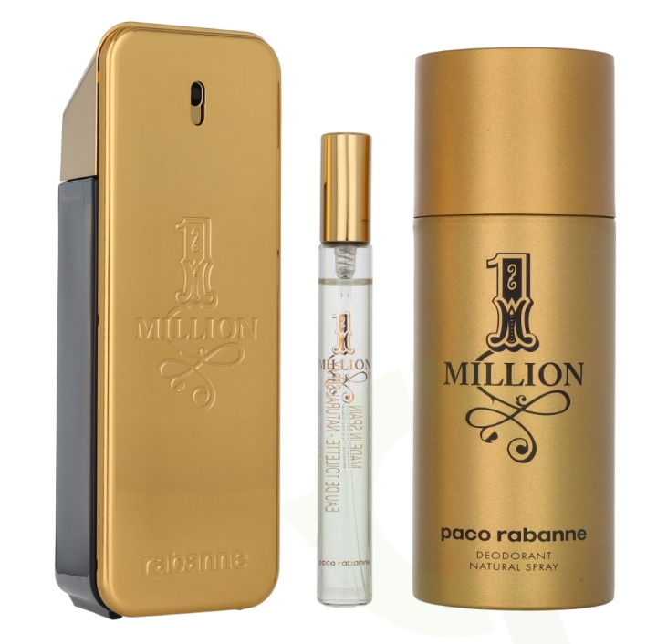 Paco Rabanne 1 Million Giftset 260 ml Edt Spray 100 ml/Deo Spray 150 ml/Edt Travel Spray 10ml in de groep BEAUTY & HEALTH / Geuren & Parfum / Parfum bij TP E-commerce Nordic AB (D23571)