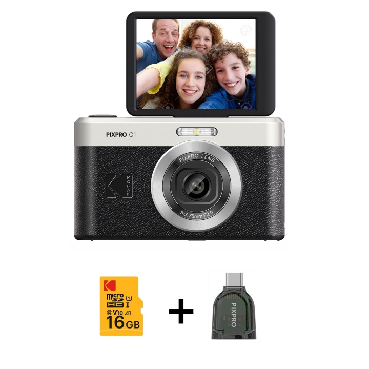 Kodak Digitalkamera Pixpro C1 CMOS 5x 16MP Paket Svart in de groep HOME ELECTRONICS / Foto & Video / Camera\'s bij TP E-commerce Nordic AB (D23719)