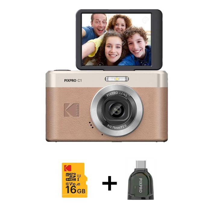 Kodak Digitalkamera Pixpro C1 CMOS 5x 16MP Paket Brun in de groep HOME ELECTRONICS / Foto & Video / Camera\'s bij TP E-commerce Nordic AB (D23720)