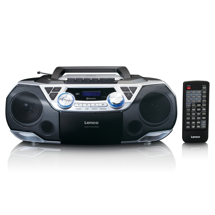Lenco Draagbare Boombox met DAB+/FM-radio, Bluetooth®, CD, cassetterecorder en USB-speler Zilver in de groep HOME ELECTRONICS / Audio & Beeld / Luidsprekers & accessoires / Bedrade luidsprekers / Draagbare luidsprekers bij TP E-commerce Nordic AB (D23775)
