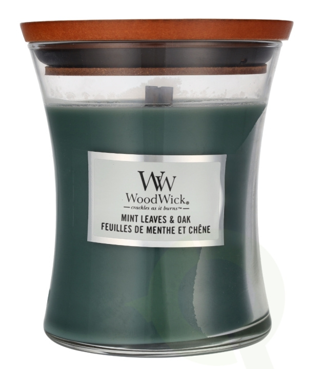 WoodWick Mint Leaves & Oak Medium Hourglass Candle 0 in de groep BEAUTY & HEALTH / Geuren & Parfum / Overige geuren / Geurkaarsen bij TP E-commerce Nordic AB (D24072)