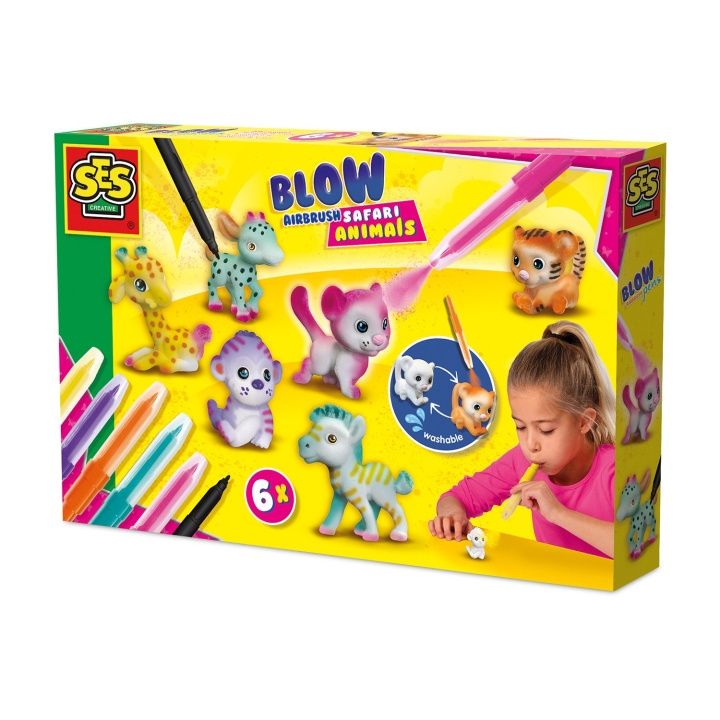 SES Creative Blaaspennen - Airbrush Safari Dieren - (S14335) in de groep SPEELGOED, KINDER- & BABYPRODUCTEN / Speelgoed / Ambachten bij TP E-commerce Nordic AB (D24402)