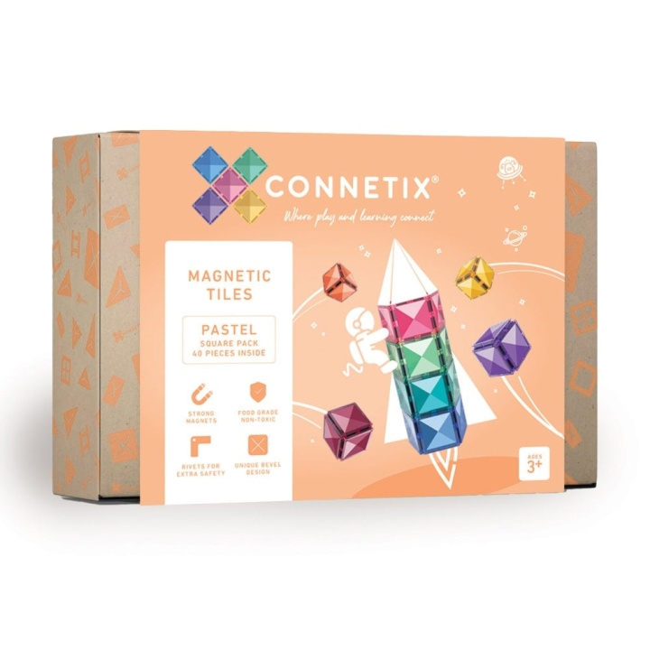 Connetix Pastel Vierkant Set 40 Stuks (CT-P-00040-SQ) in de groep SPEELGOED, KINDER- & BABYPRODUCTEN / Speelgoed / Speelset bij TP E-commerce Nordic AB (D24585)