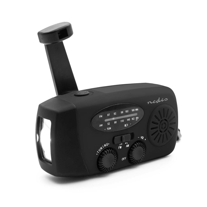 Nedis Noodradio | Tafelmodel | AM / FM | Powerbank-functie | Accu gevoed / Handslinger / USB Gevoed | Zwart in de groep HUISHOUDEN & TUIN / Horloges & Tellers / Wekkers bij TP E-commerce Nordic AB (D24955)