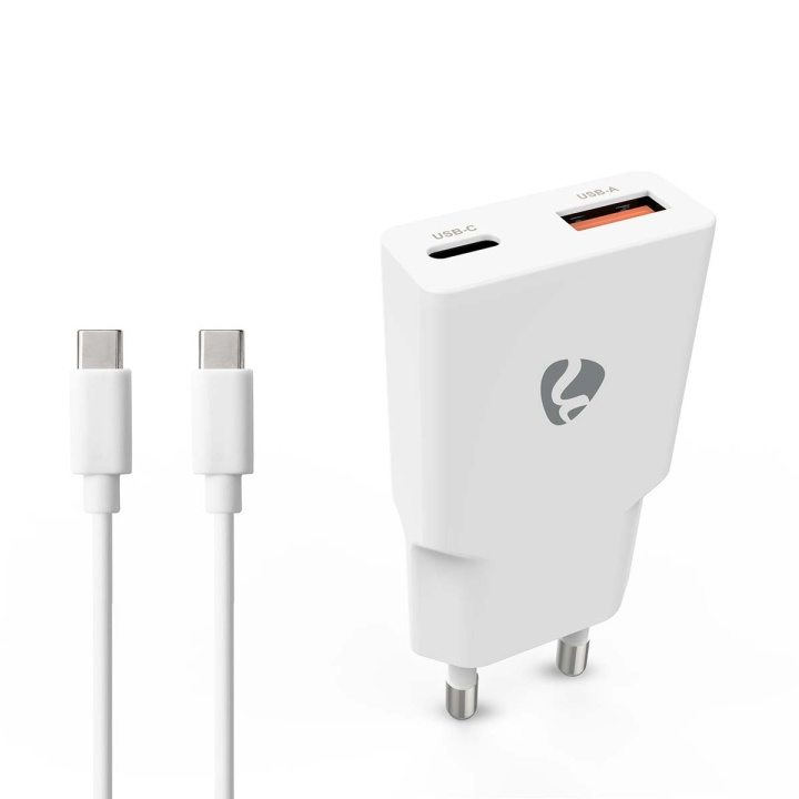 Nedis Oplader | 30 W | GaN | PD3.0 30W | Snellaad functie | 1.5 / 2.0 / 2.5 / 3.0 A | Outputs: 2 | USB-A / USB-C™ | USB-C™ (Los) Kabel | 1.50 m | Automatische Voltage Selectie | Wit in de groep SMARTPHONE & TABLETS / Opladers & Kabels / Wandoplader / Wandoplader Type C bij TP E-commerce Nordic AB (D24963)