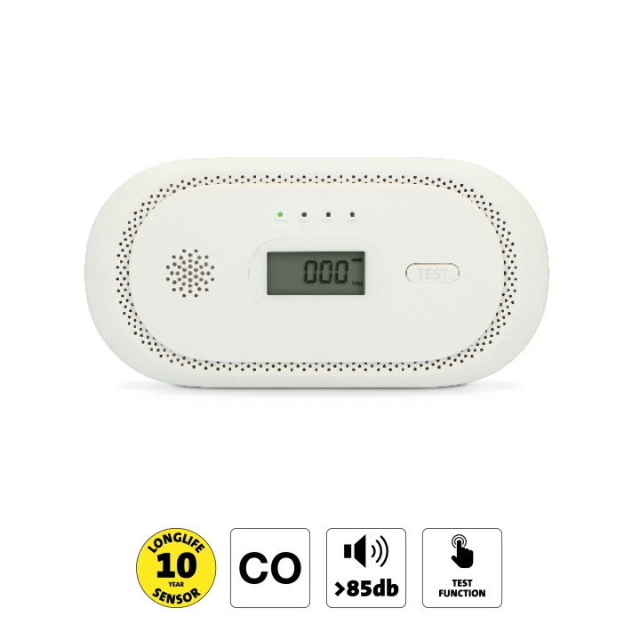 Alecto Koolmonoxide alarm met 10 jaar sensorlooptijd en display in de groep HUISHOUDEN & TUIN / Alarm & Beveiliging / Vuur, rook, gas / Rookmelders bij TP E-commerce Nordic AB (D25008)