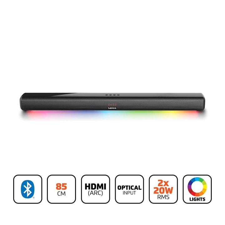 Lenco Soundbar 85cm 40W Bluetooth® HDMI LED-verlichting in de groep HOME ELECTRONICS / Audio & Beeld / Thuisbioscoop, Hifi en Draagbaar / Bluetooth-zenders bij TP E-commerce Nordic AB (D25010)