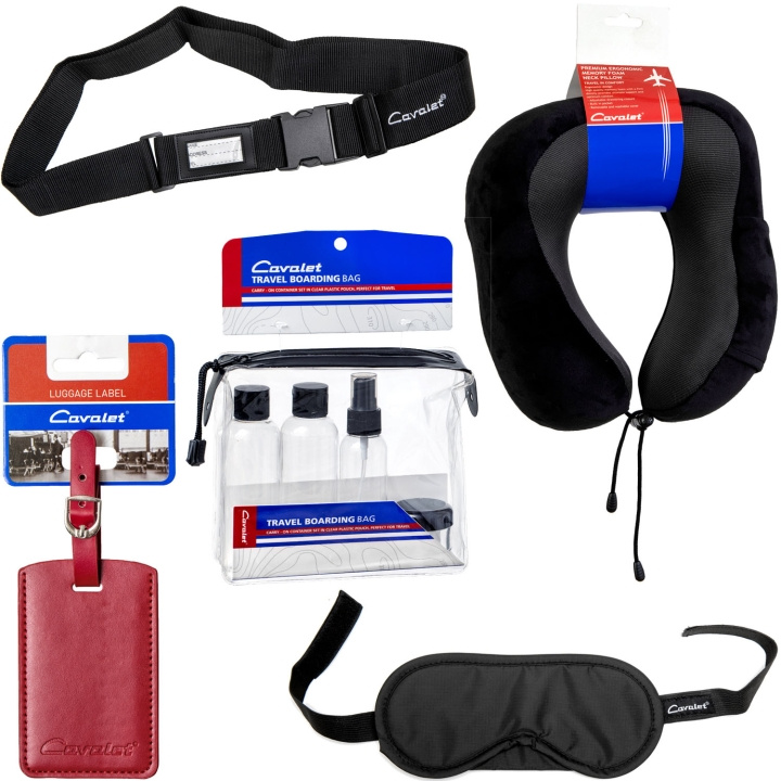 Cavalet Resekit 8 (Nackkudde, Reseflaskor, Bagagetag, Bagagerem, Sovmask) in de groep SPORT, VRIJE TIJD & HOBBY / Reisaccessoires / Overige bij TP E-commerce Nordic AB (D25041)
