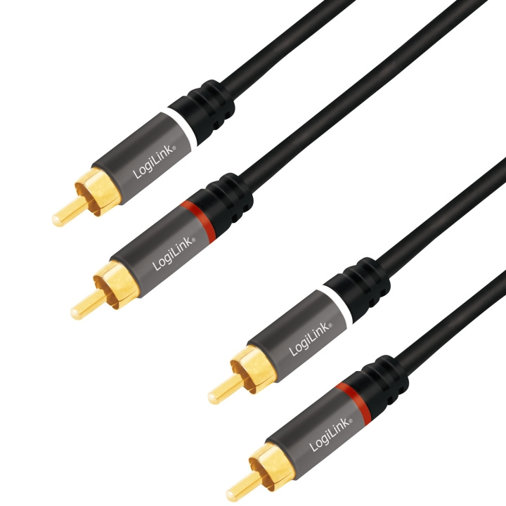 LogiLink Audiokabel 2 x RCA-hane - 2 x RCA-hane 0,5m Metall Svart in de groep HOME ELECTRONICS / Kabels & Adapters / RCA bij TP E-commerce Nordic AB (D25090)