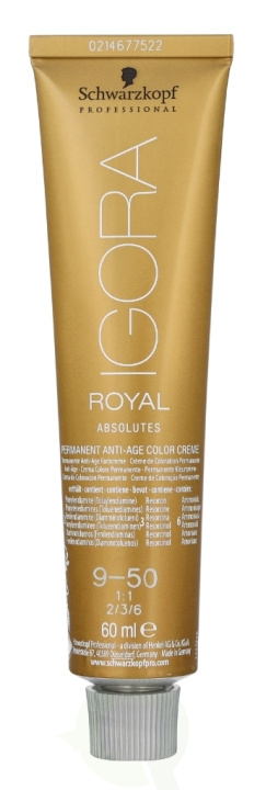Schwarzkopf Igora Royal Absolutes Permanent Color Creme 60 ml 9-50 in de groep BEAUTY & HEALTH / Haar & Styling / Haarverzorging / Haarverf / Haarverf & Kleurbommen bij TP E-commerce Nordic AB (D25175)