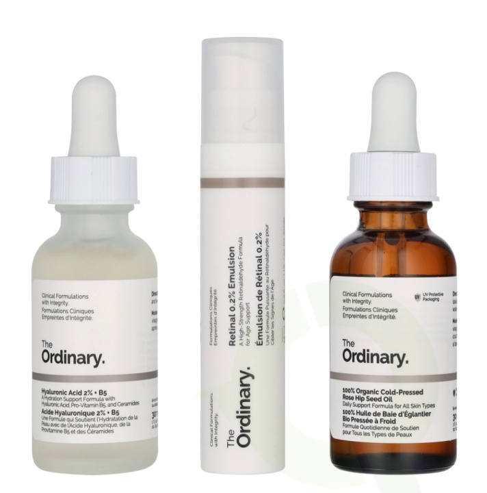 The Ordinary The Nightly Set 75 ml Emulsion 15ml/Rose Hip Seed Oil 30ml/Hyaluronic Acid 2% + B5 30ml in de groep BEAUTY & HEALTH / Huidsverzorging / Gezicht / Huidserum bij TP E-commerce Nordic AB (D25287)