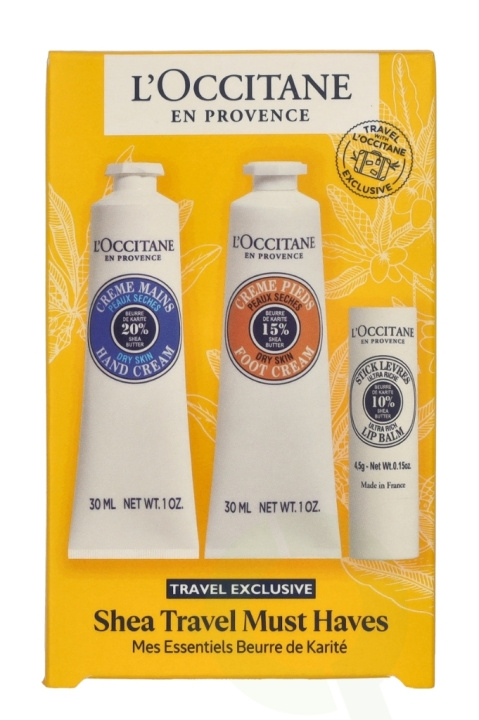 L\'Occitane Shea Travel Must-Haves Set 64.5 ml Hand Cream 30ml / Foot Cream 30ml / Lip Balm 4,5gr in de groep BEAUTY & HEALTH / Manicure/pedicure / Handcrèmes bij TP E-commerce Nordic AB (D25656)