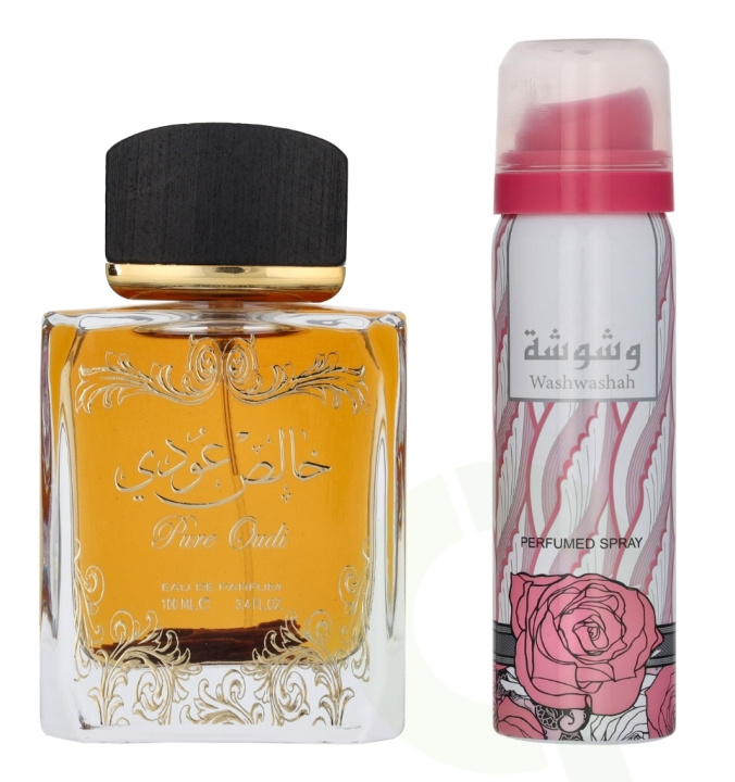Lattafa Pure Oudi Giftset 150 ml Edp Spray 100ml/Deo Spray 50ml in de groep BEAUTY & HEALTH / Cadeausets / Cadeausets voor haar bij TP E-commerce Nordic AB (D25945)