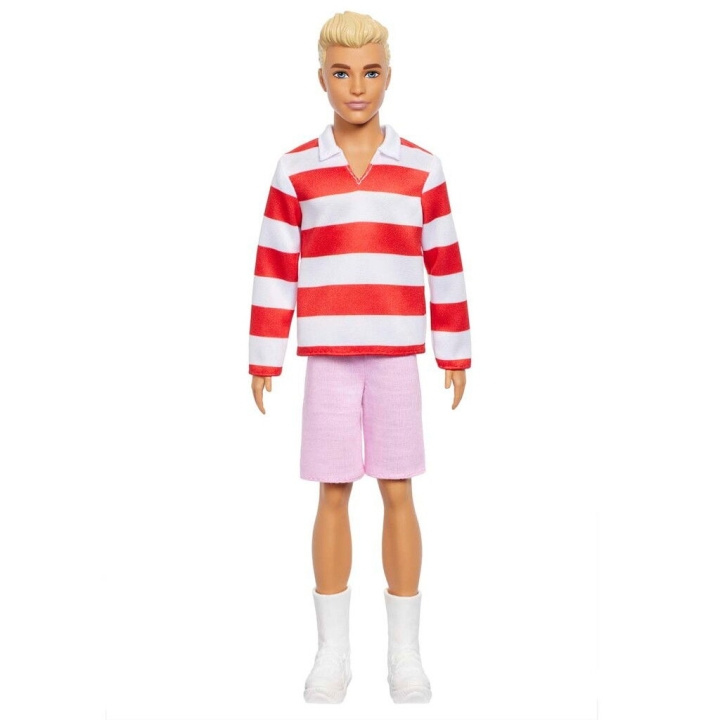 Barbie Fashionista Ken Pop Rood & Wit Gestreept (HYV01) in de groep SPEELGOED, KINDER- & BABYPRODUCTEN / Speelgoed / Docks & Accessoires bij TP E-commerce Nordic AB (D27847)