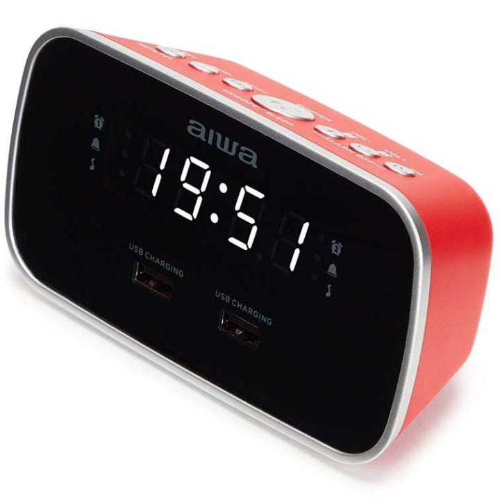 AIWA Klockradio Två alarm USB ladd-uttag Röd in de groep HOME ELECTRONICS / Audio & Beeld / Thuisbioscoop, Hifi en Draagbaar / Radio & Wekkers / Wekkerradio bij TP E-commerce Nordic AB (D28017)
