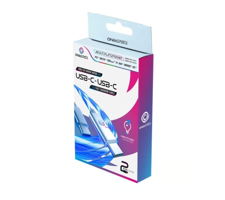 Oniverse Led Snellaadkabel : Usb-C > Usb-C, 2 M - Wit in de groep COMPUTERS & RANDAPPARATUUR / Computerkabels / USB / USB-C bij TP E-commerce Nordic AB (D28409)