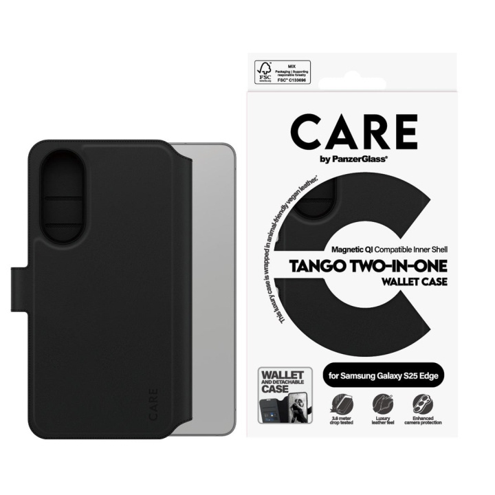 Panzer CARE door PanzerGlass - Feature Case Tango Two-in-One Wallet w. Qi-compatibele Samsung S25 Edge in de groep SMARTPHONE & TABLETS / Mobielbescherming / Samsung bij TP E-commerce Nordic AB (D28640)