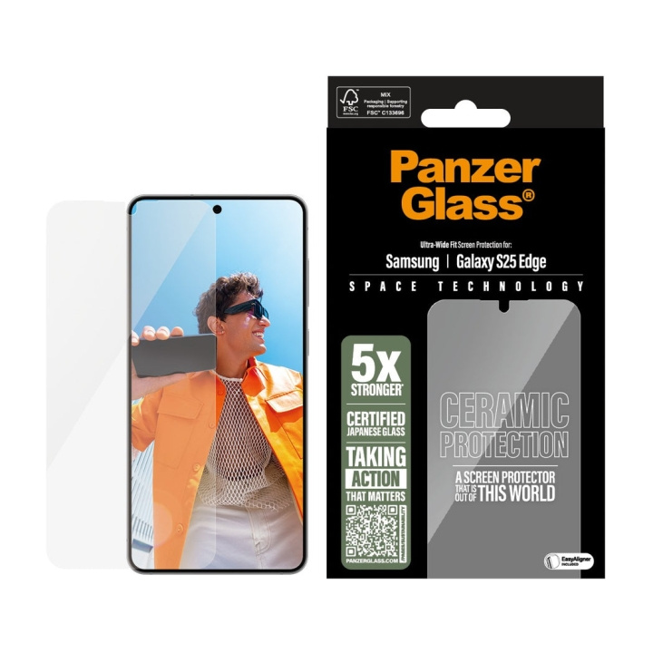 Panzer Glas - Keramische Screen Protector Samsung S25 Edge - Ultra-Wide Fit in de groep SMARTPHONE & TABLETS / Mobielbescherming / Samsung bij TP E-commerce Nordic AB (D28644)