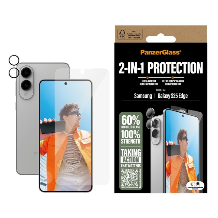 Panzer Glas - 2-in-1 verpakking Samsung S25 Edge in de groep SMARTPHONE & TABLETS / Mobielbescherming / Samsung bij TP E-commerce Nordic AB (D28645)