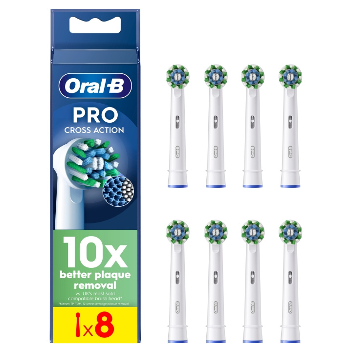 Oral B Pro Cross Action opzetborstels - Wit - 8 stuks in de groep BEAUTY & HEALTH / Mondverzorging / Elektrische tandenborstelaccessoires bij TP E-commerce Nordic AB (D28912)