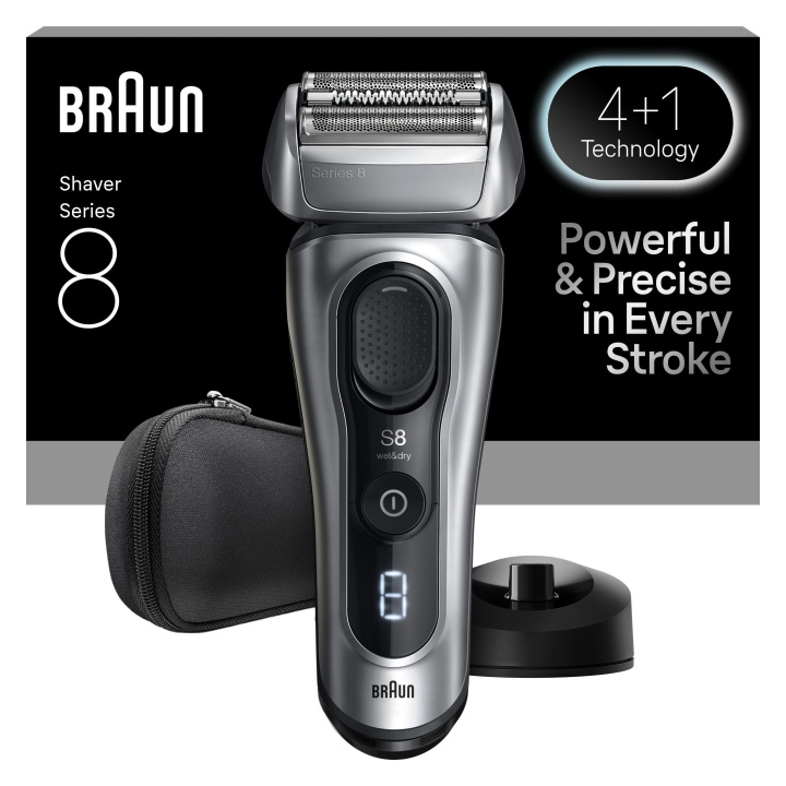 Braun Series 8 elektrisch scheerapparaat - SensoAdapt, oplaadstandaard, 8617S - Zilver in de groep BEAUTY & HEALTH / Haar & Styling / Scheren & Trimmen / Scheerapparaten bij TP E-commerce Nordic AB (D28933)