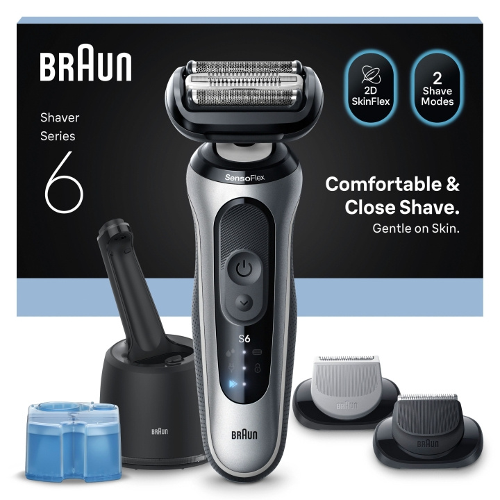 Braun Series 6 elektrisch scheerapparaat - SmartCare Center +2 opzetstukken - 62-S7650CC - Zilver in de groep BEAUTY & HEALTH / Haar & Styling / Scheren & Trimmen / Scheerapparaten bij TP E-commerce Nordic AB (D28940)
