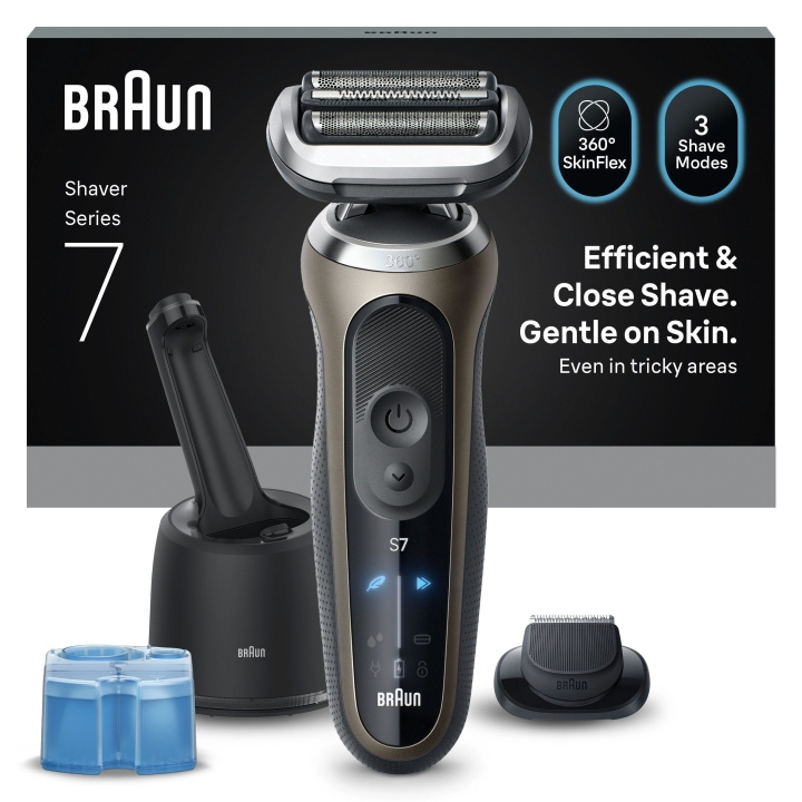 Braun Series 7 elektrisch scheerapparaat, SmartCare Center, +1 opzetstuk, 72-C7200CC - Goud in de groep BEAUTY & HEALTH / Haar & Styling / Scheren & Trimmen / Scheerapparaten bij TP E-commerce Nordic AB (D28942)