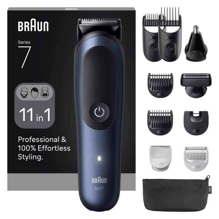 Braun All-in-One Series 7, 11in1 Grooming Kit, ProBlade, AutoSense, AIO7540 - Zwart / Diepblauw in de groep BEAUTY & HEALTH / Haar & Styling / Scheren & Trimmen / Scheerapparaten bij TP E-commerce Nordic AB (D29025)