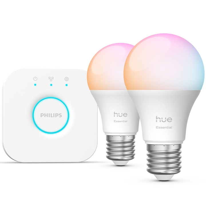 Philips Hue Essential Startkit White and Color Ambiance 2xE27 806lm + Hue Bridge in de groep HUISHOUDEN & TUIN / Smart home / Slimme verlichting bij TP E-commerce Nordic AB (D29121)