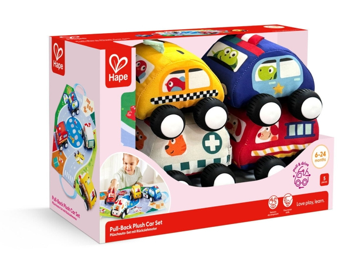 Hape Trek-achterwaarts pluche autoset (87-0076) in de groep SPEELGOED, KINDER- & BABYPRODUCTEN / Speelgoed / Speelset bij TP E-commerce Nordic AB (D29937)