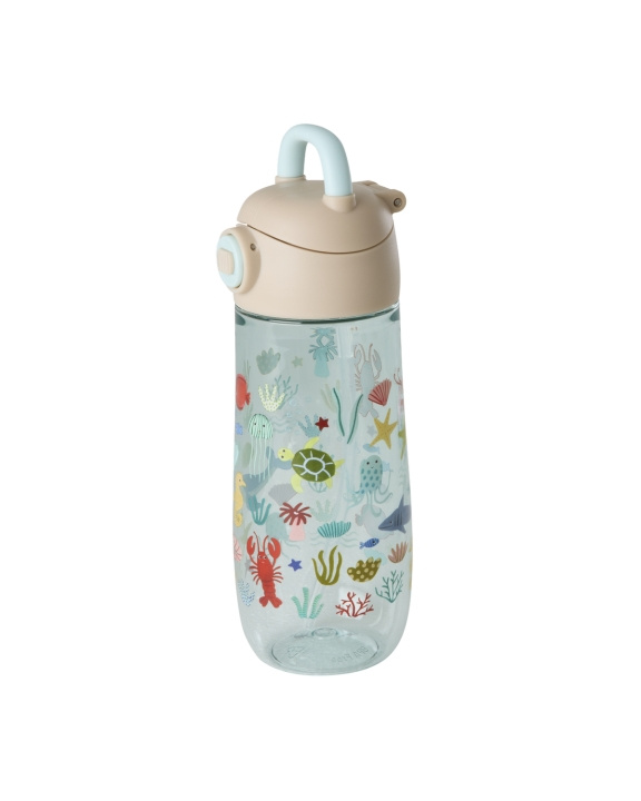 RICE Plastic Kids Drinkfles met Blauwe Oceaan Print - Blauw - 550 ml in de groep SPEELGOED, KINDER- & BABYPRODUCTEN / Eten & Drinken / Babyflessen & Accessoires bij TP E-commerce Nordic AB (D29975)
