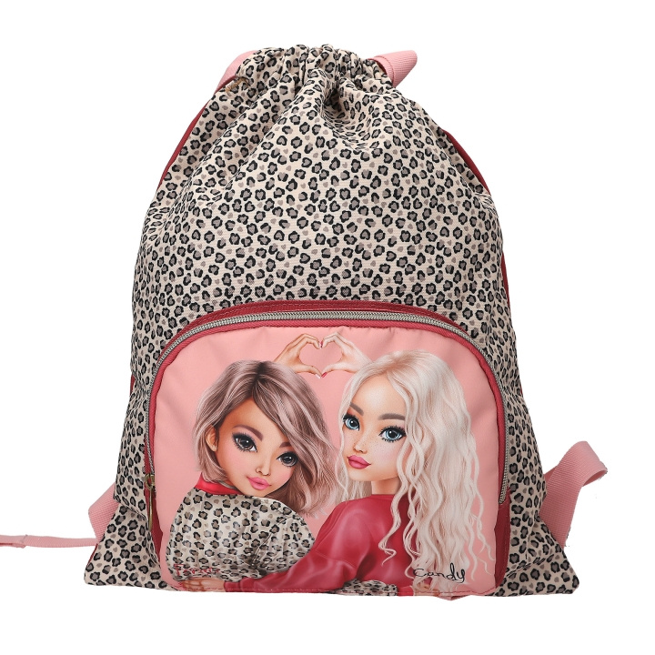 TOPModel Draw Sack LEOHEART - Luipaardprint/Bessenrood/Roze in de groep SPEELGOED, KINDER- & BABYPRODUCTEN / Reizen / Kindertassen / Rugzakken bij TP E-commerce Nordic AB (D30088)