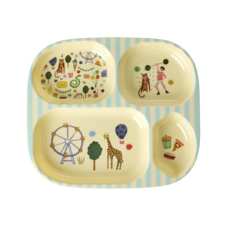 RICE Melamine Kids 4 Kamer Bord met Kermisprint - Mint in de groep SPEELGOED, KINDER- & BABYPRODUCTEN / Eten & Drinken / Kinderservies bij TP E-commerce Nordic AB (D30121)