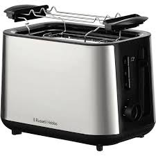Russell Hobbs Heaton Brushed 2-Slice Broodrooster - Geborsteld Roestvrij Staal en Zwart in de groep HUISHOUDEN & TUIN / Huishoudelijke apparaten / Broodroosters & Broodgrills / Broodroosters bij TP E-commerce Nordic AB (D30181)