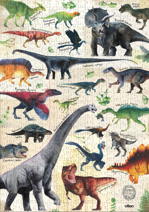 Vilac Puzzel 500 stukjes - Dinosaurussen - Muséum national d\'Histoire naturelle - (9625) in de groep SPEELGOED, KINDER- & BABYPRODUCTEN / Speelgoed / Kinderpuzzel bij TP E-commerce Nordic AB (D30239)