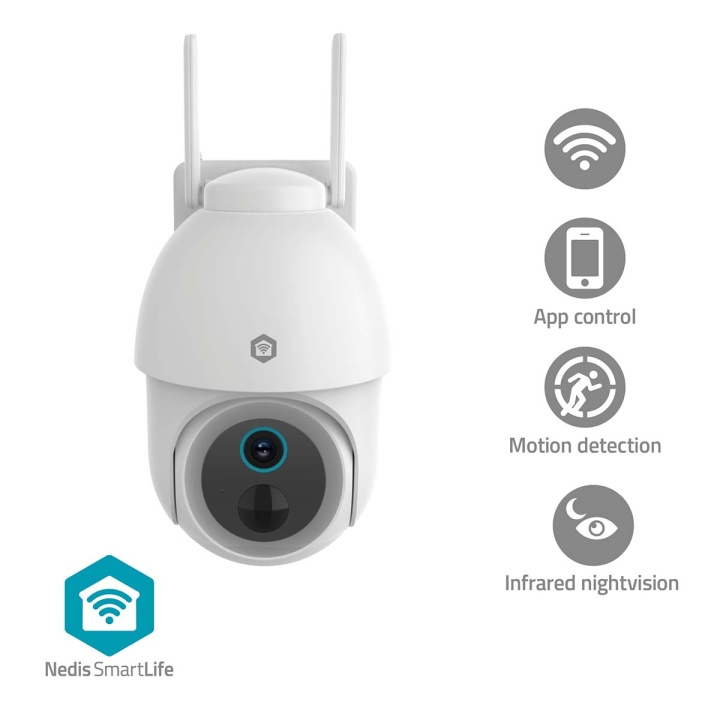 Nedis SmartLife Camera voor Buiten | Spotlight | 3MP Full HD 1296p | Pan tilt | IP65 | Max. batterijduur: 3 Maanden | Cloud Opslag (optioneel) / microSD (niet inbegrepen) | 5 V DC | Met bewegingssensor | Nachtzicht | Wit in de groep HUISHOUDEN & TUIN / Alarm & Beveiliging / Beveiligingscamera\'s bij TP E-commerce Nordic AB (D30565)