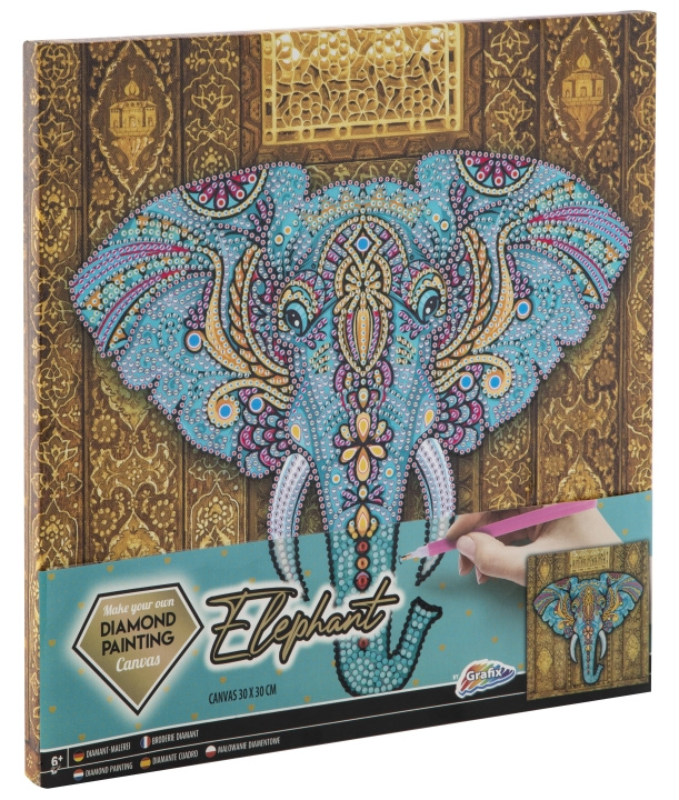 Grafix Diamond schilderij op canvas - Olifant 30 x 30 cm - (K-260010) in de groep SPEELGOED, KINDER- & BABYPRODUCTEN / Speelgoed / Ambachten bij TP E-commerce Nordic AB (D30868)