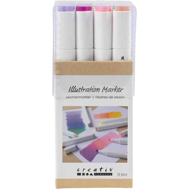 Creative Toys Creativ - Illustratiemarker, lijn 1+8 mm, pastelkleuren, 12 st - () in de groep SPEELGOED, KINDER- & BABYPRODUCTEN / Speelgoed / Ambachten bij TP E-commerce Nordic AB (D30922)