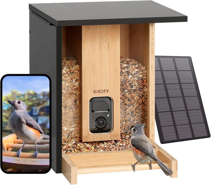 Birdfy Voederhuisje Bamboo met AI-gestuurde vogelherkenning + zonnepaneel in de groep HUISHOUDEN & TUIN / Alarm & Beveiliging / Beveiligingscamera\'s bij TP E-commerce Nordic AB (D31153)