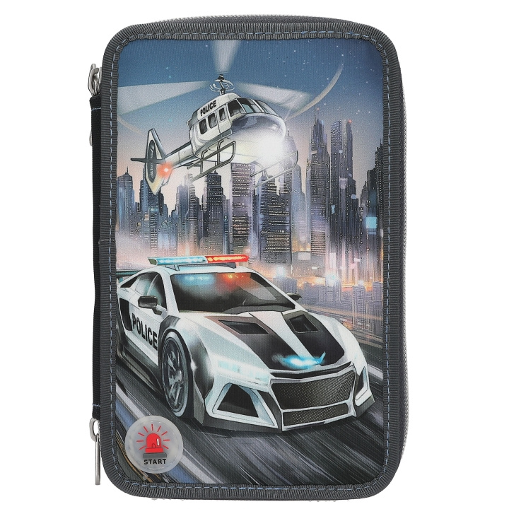 Dino World Monster Cars drievoudig etui met LED, politieauto - (0413333) in de groep SPEELGOED, KINDER- & BABYPRODUCTEN / Speelgoed / Etui bij TP E-commerce Nordic AB (D31170)