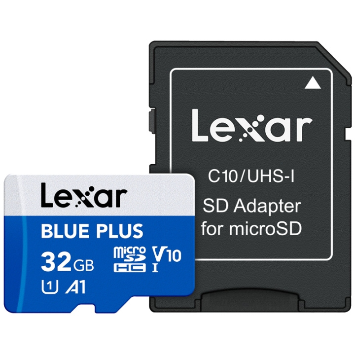 Lexar MicroSDHC Blue Plus UHS-I met SD-adapter 32 GB in de groep HOME ELECTRONICS / Opslagmedia / Geheugenkaarten / MicroSD/HC/XC bij TP E-commerce Nordic AB (D31336)